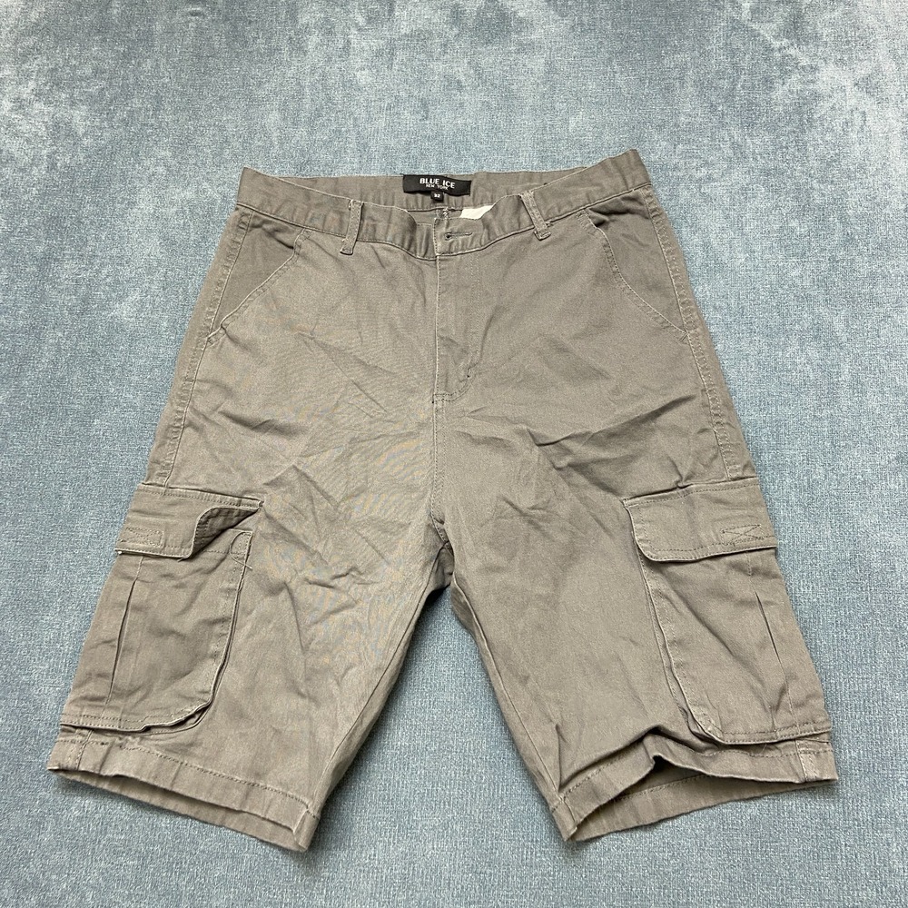 Blue Ice New York Cargo Shorts Mens 32 Gray Straight Leg Utility Pockets Camping